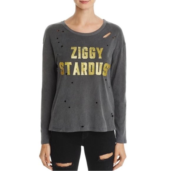 Daydreamer Gray Long Sleeve Tee with Gold Print - Picture 2 of 12